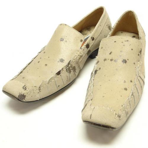 Fiesso Beige Genuine Leather / Suede Loafer Shoes FI9012